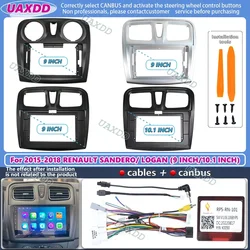 For 2015-2018 RENAULT SANDERO LOGAN 9INCH 2 Din Car Android frame Kit fascia cable harness adapter dashboard decoder canbus box