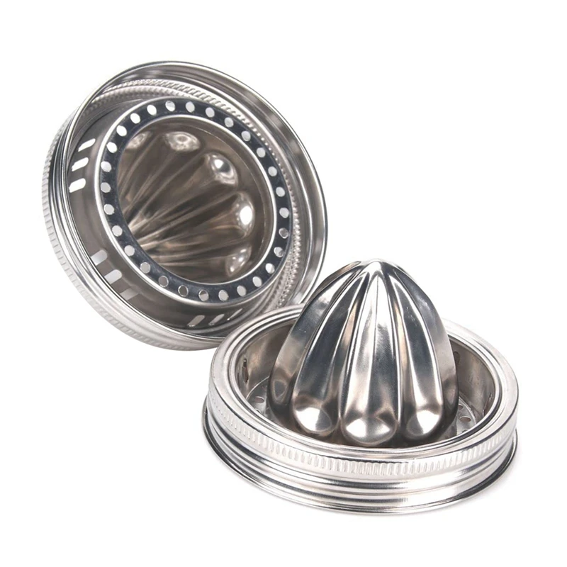 2 PCS Jar Stainless Steel Juicer Lid Citrus Reamer Citrus Juicer Wide Mouth Cover Fit For Mason Jar Lemon Juicer Manual