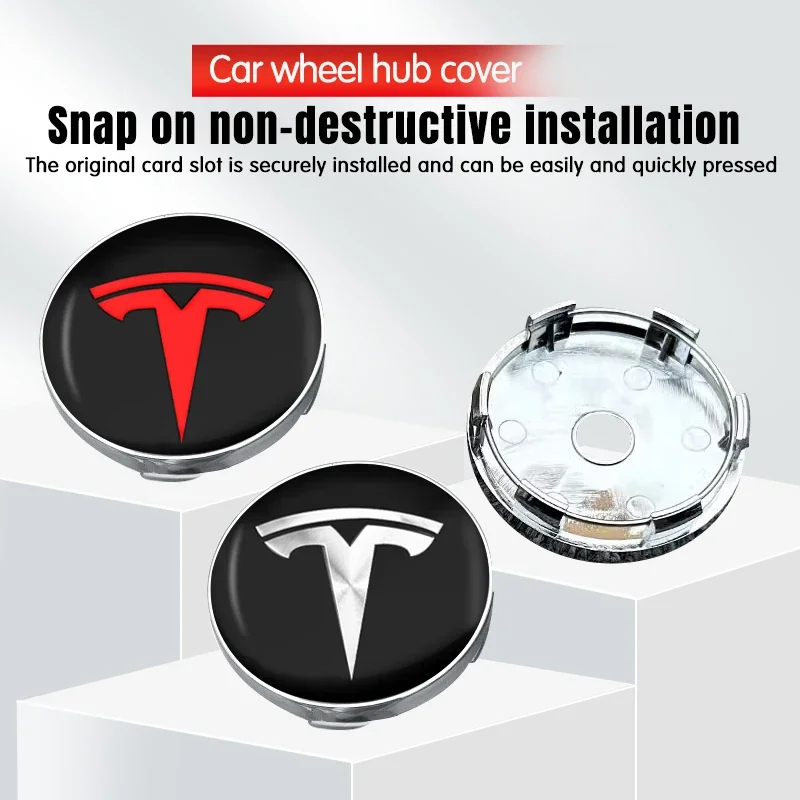 4pcs 60mm Tesla Hub Cap Center Cap Logo High Quality Sticker for Tesla Model 3 Y S X Personalized Car Sticker Car Accessories