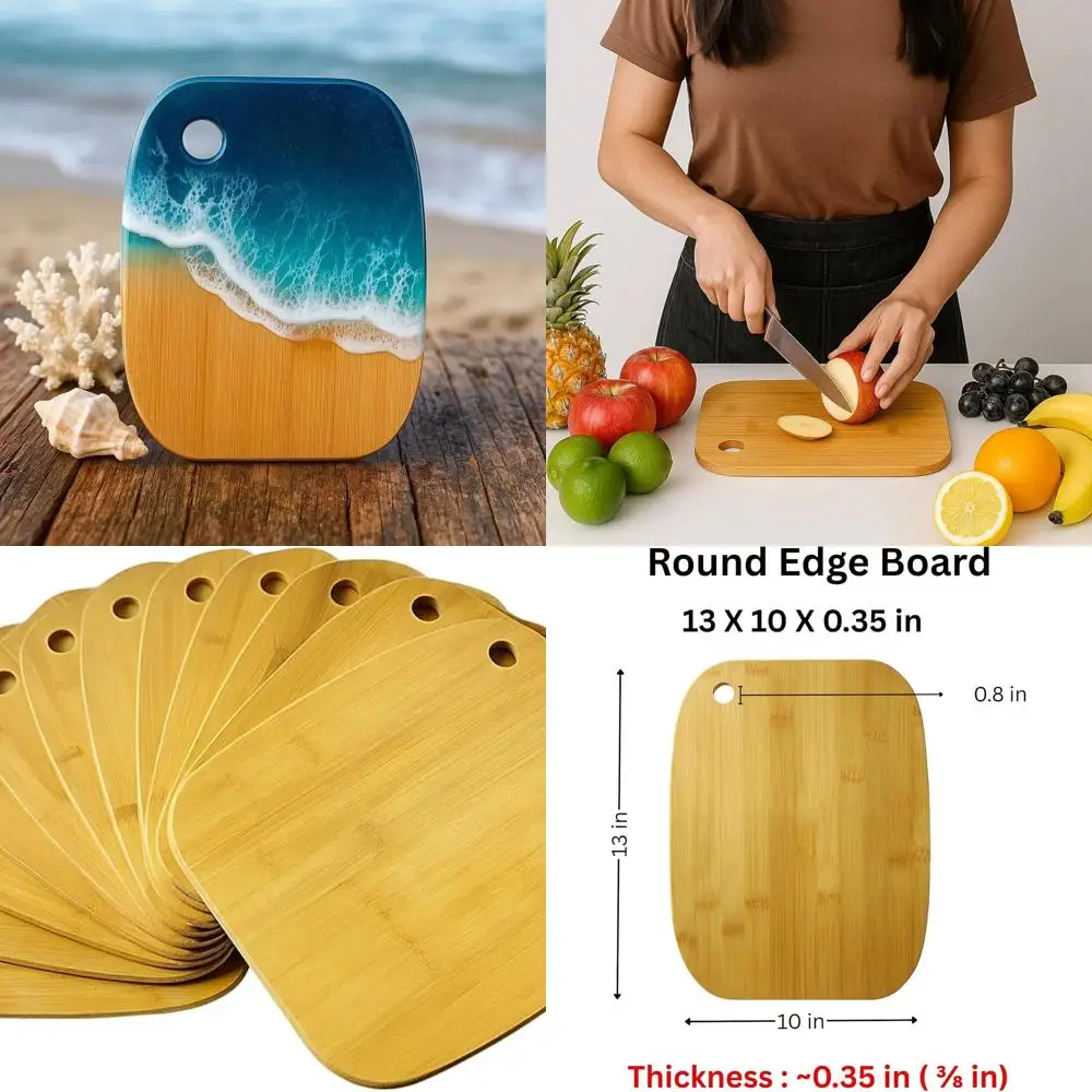 

Набор бамбуковых досок для мясных изделий из 12 предметов — пластины с закругленными краями 13x10 для гравировки, художественных и декоративных подарков