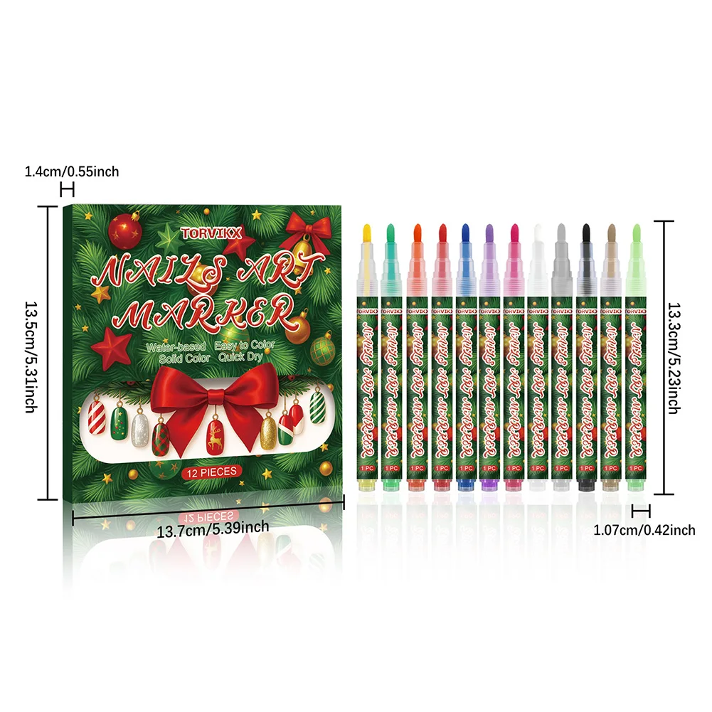 أقلام تصميم مخطط فني للأظافر تدوم طويلاً، موضوع عيد الميلاد، قلم تلوين الأظافر DIY، حفلة عيد الميلاد، قراءة الأظافر #3