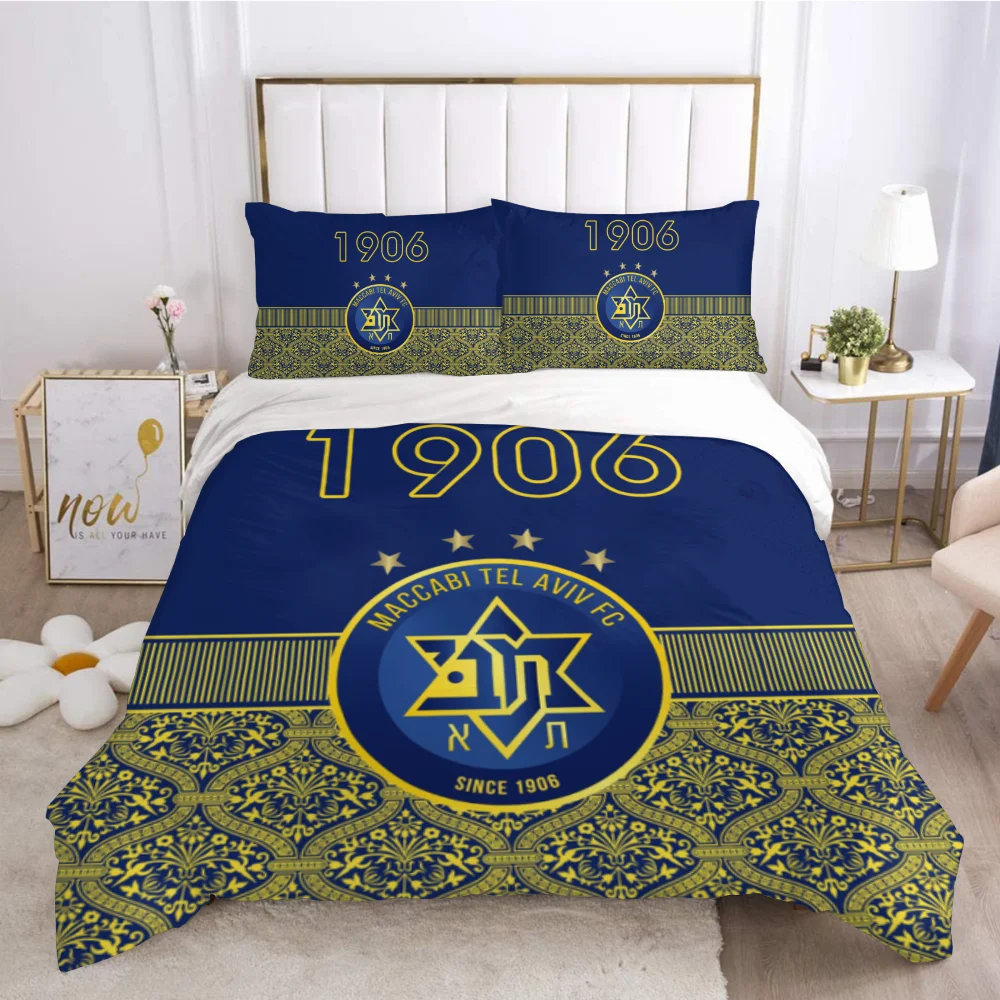 Imagem -03 - Impresso Maccabi Tel Aviv Conjunto de Cama Capa de Edredão Quarto Consolador Único Gêmeo King Size Quilt Cover Home Textile Pcs 3d