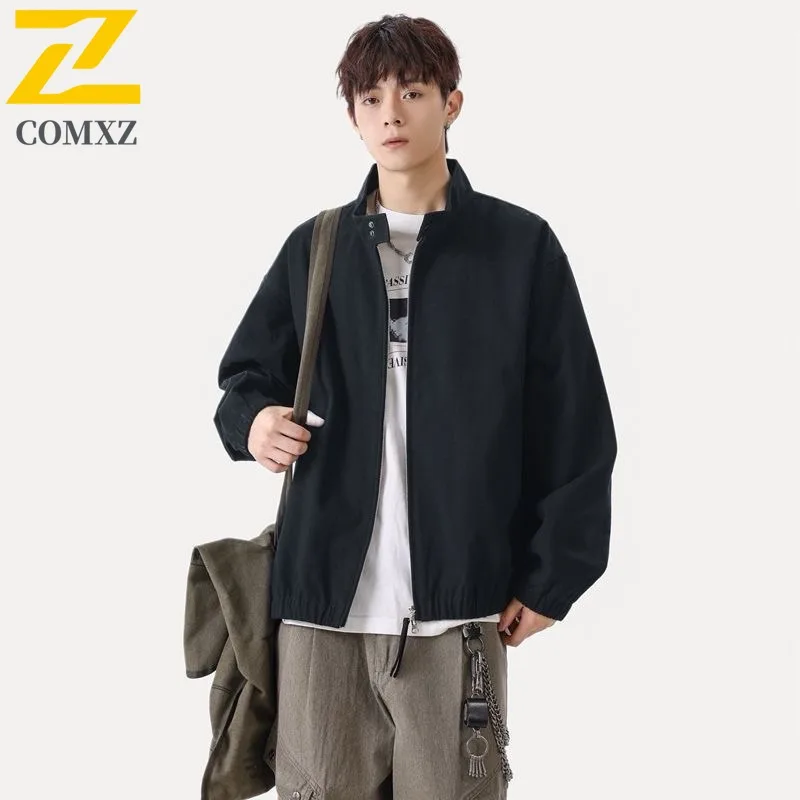 

COMXZ Мужская мотоциклетная куртка Высококачественная удобная куртка в американском стиле Повседневная дизайнерская куртка с воротником-стойкой Велосипедные легкие осенние пальто