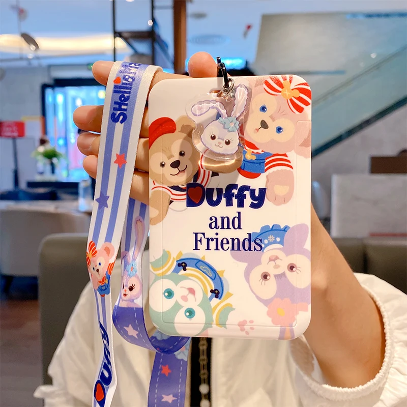 Japanese Disney Duffy Bear Card Certificate Cute Campus Student Working Id Office Halving Neck Rope Card Holder Anime Doll