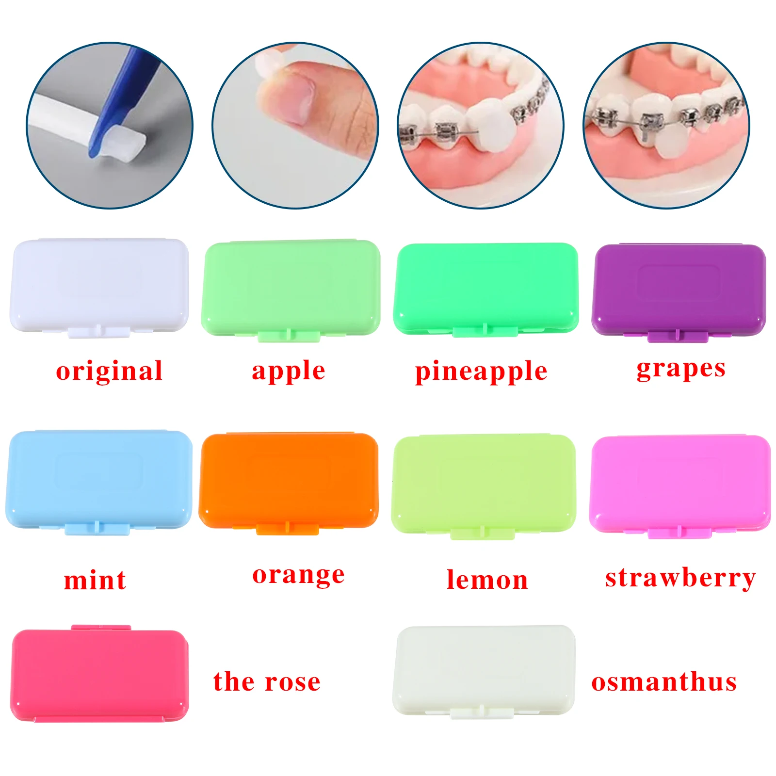 20 Boxes 100pcs Dental Orthodontic Wax Oral Hygiene 10 Flavors Relief Wax Sticks for Braces Gum Irritation Tool Teeth Whitening