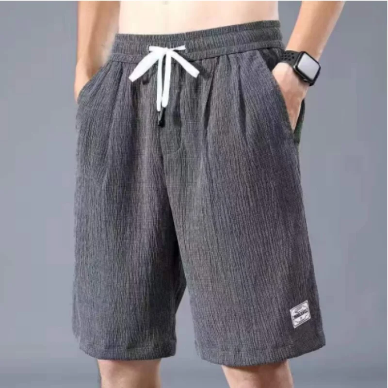 Summer Ice Silk Shorts Men's Thin Sports Casual Loose Fashion Trend Cool Breathable Straight Leg Pants