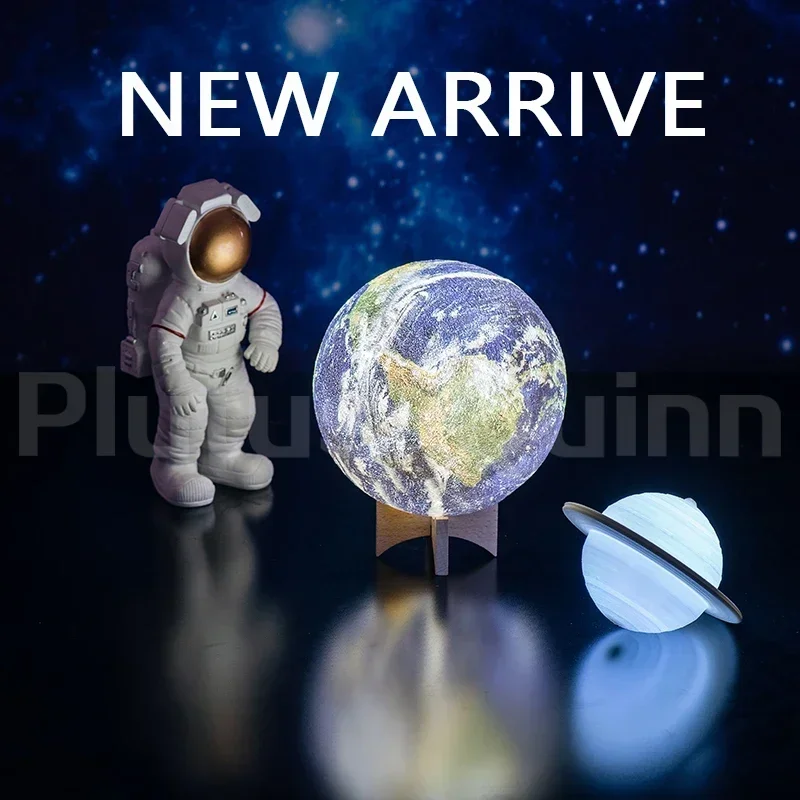 Imagem -02 - Recarregável 3d Imprimir Saturn v Lâmpadas Lua Terra Amante Espacial Decoração do Quarto Dropship Apollo Mais Novo