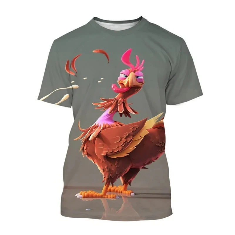 Funny Chicken Kids Summer T-Shirt 3-14 Year Old 3D Cartoon Anime Pattern Children's Girl Boy Fashion Short Sleeve