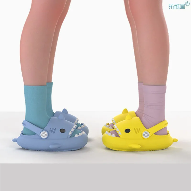 Bebealy Boys Girl Cloud Shark Slides Cute Non-slip Novelty Open Toe Sandals Outdoor Beach Thick Sole Cartoon Shower Slippers