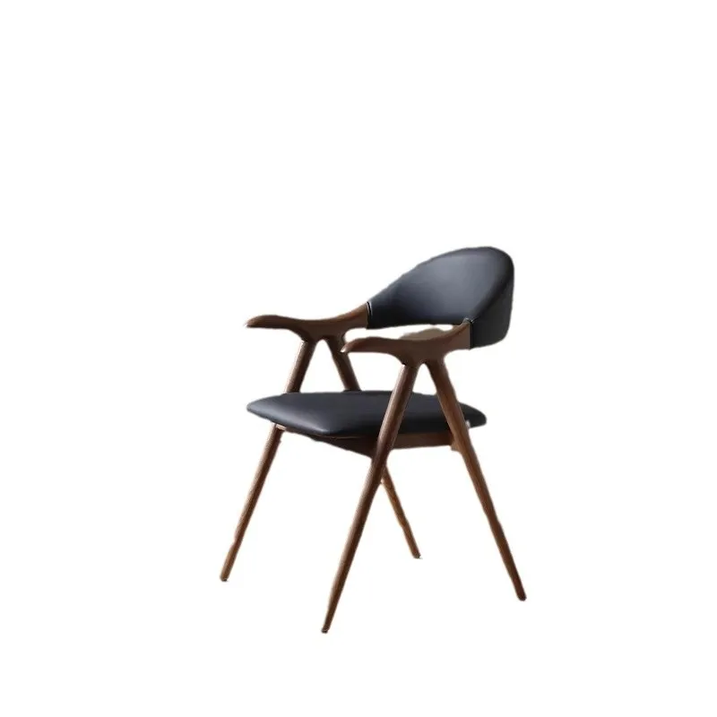 

Solid wood dining chair for home use minimalist meeting negotiation ash wood casual armrest back chair