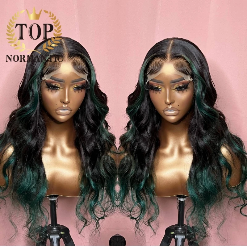 

Topnormantic Green Colored 13x4 Lace Front Wigs For Women Brazilian Remy Human Hair Body Wave Wig Preplucked 180 Density