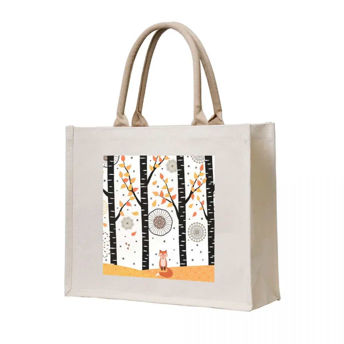 

Fox - Birch Trees - Autumn Tote Bag university shopper bag women bag shopper woman