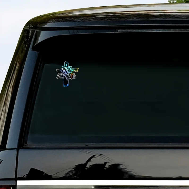 

Water Bottle Holographic DIOS POR DELANTE Religious Waterproof Vinyl StickerHeat Resistant Decal for Motorcycle Car Laptop