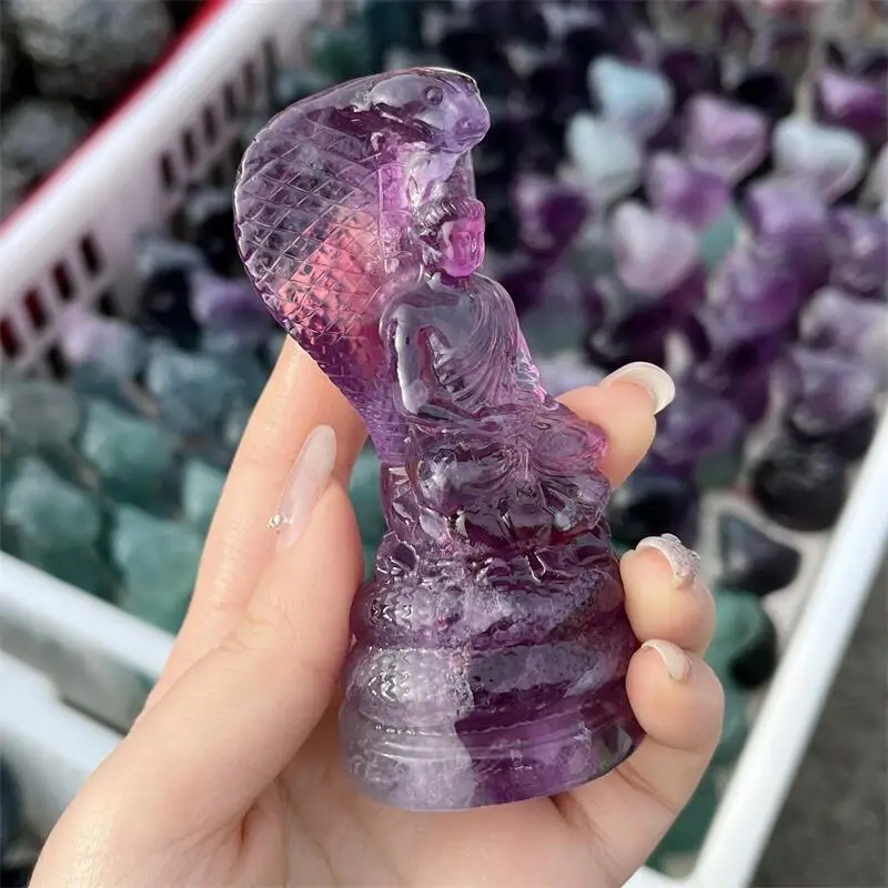 Natural Fluorite Sakyamuni Buddha Carving Polished Reiki Healing Fengshui High Quality Room Decor Energy Gift 1PCS