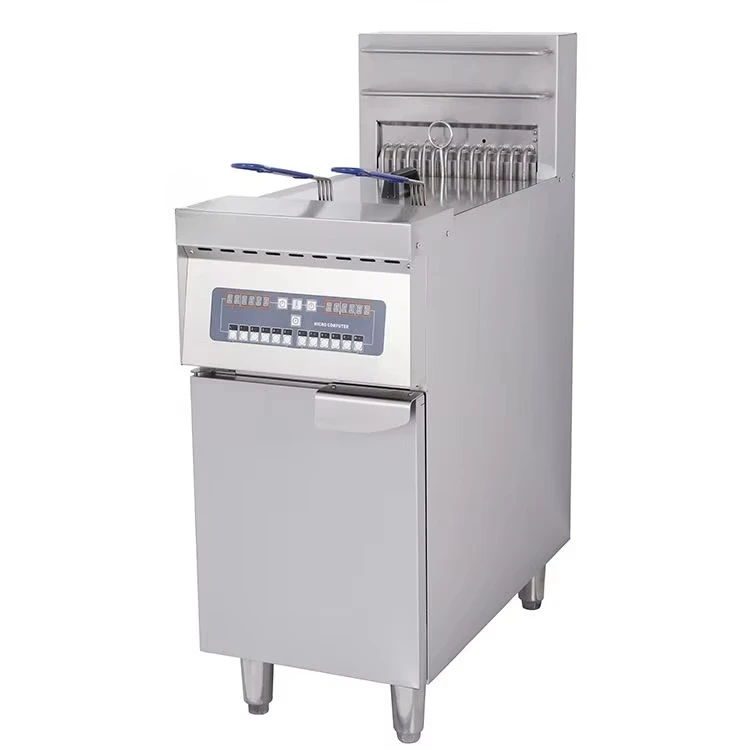 Freestanding Single Tank Electric Deep Fryer Stainless Steel Body Digital Computer Control Pre Set Programs Commercial Grade
