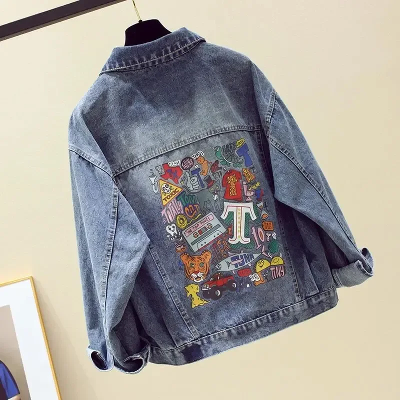 

2023 Spring Autumn New Vintage Denim Jacket Women's Street Fashion Korean Loose Long Sleeved Jeans Coat Short Women's Casual Top