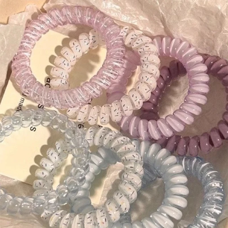 4 Stuks Vrouwen Spiraal Haar Banden Telefoondraad Koord Haar Ring Elastische Hoofdbanden Elastische Band Scrunchies Hoofddeksels Haaraccessoires