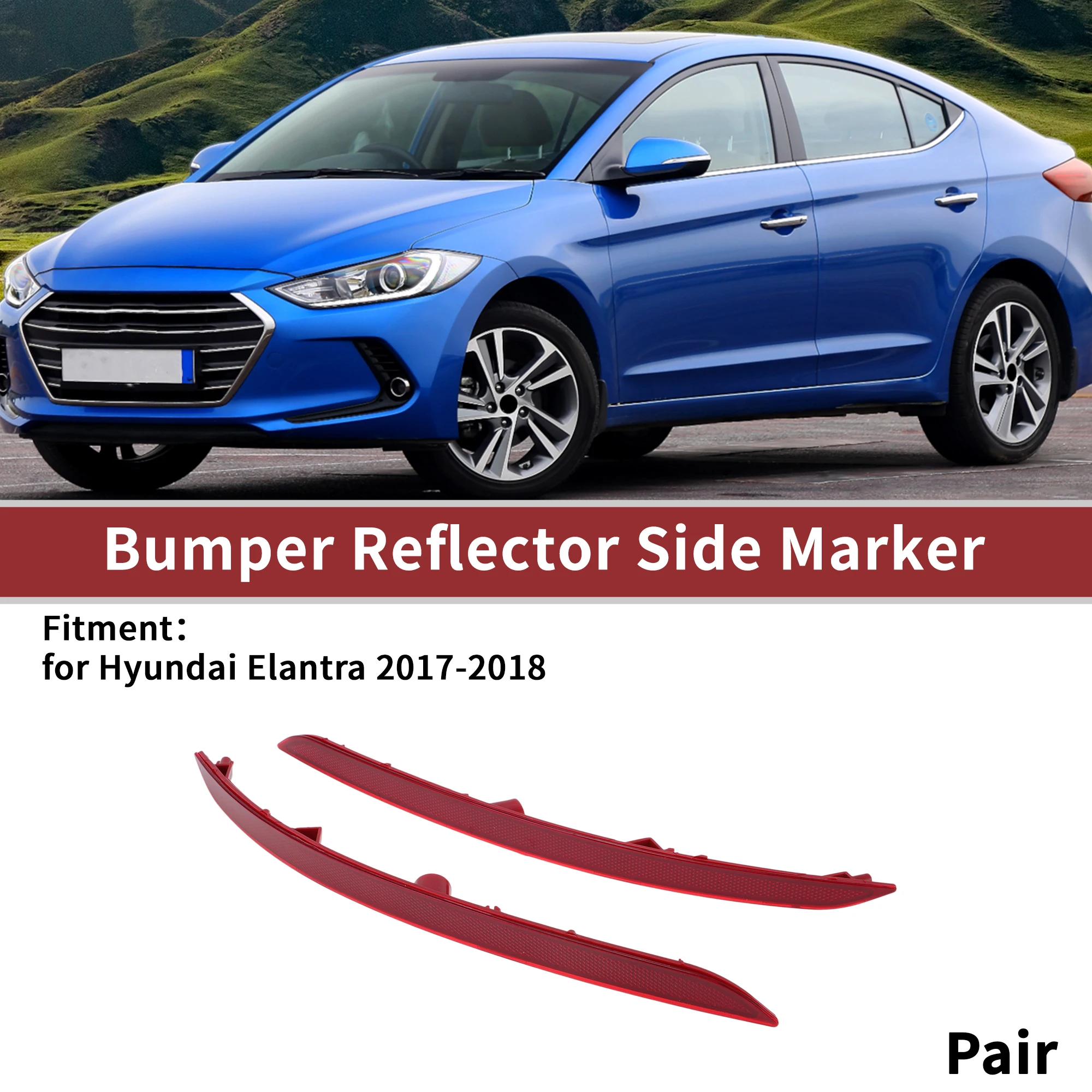 

X Autohaux 1 Pair Rear Left Right Bumper Reflectors for Hyundai Elantra 17-18 No.92405F2000