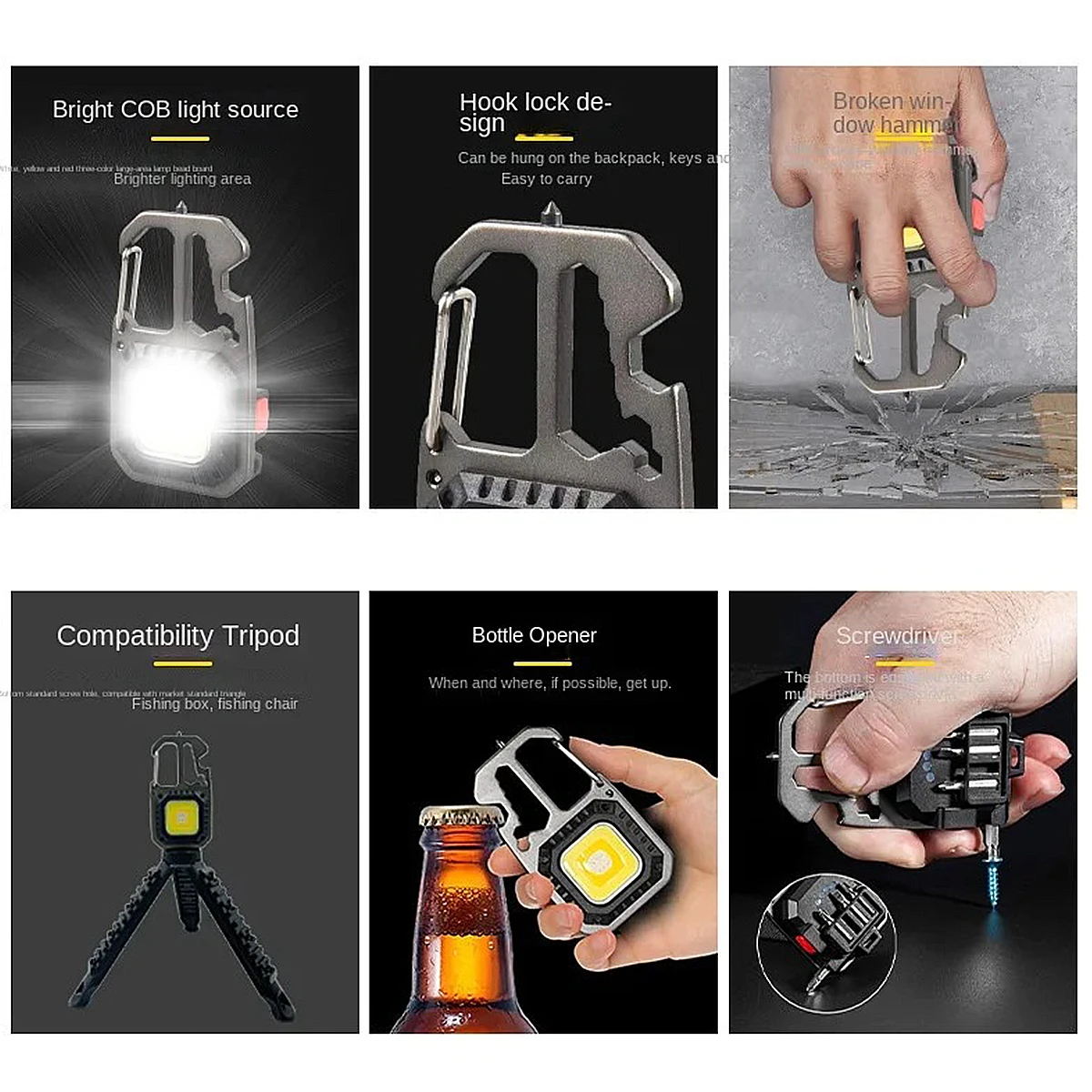 Lampe de poche portable Keychain Light Mini Camping Life étanche 500lm spot rechargeable LED travail