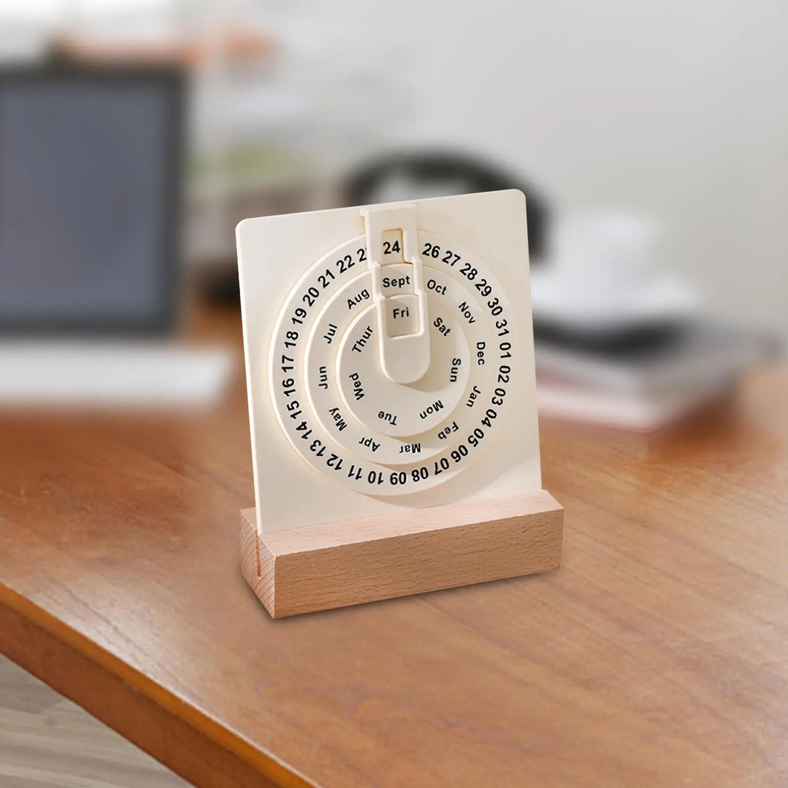 Wooden Circular Perpetual Calendar Farmhouse Wooden Calendar Sign for Office