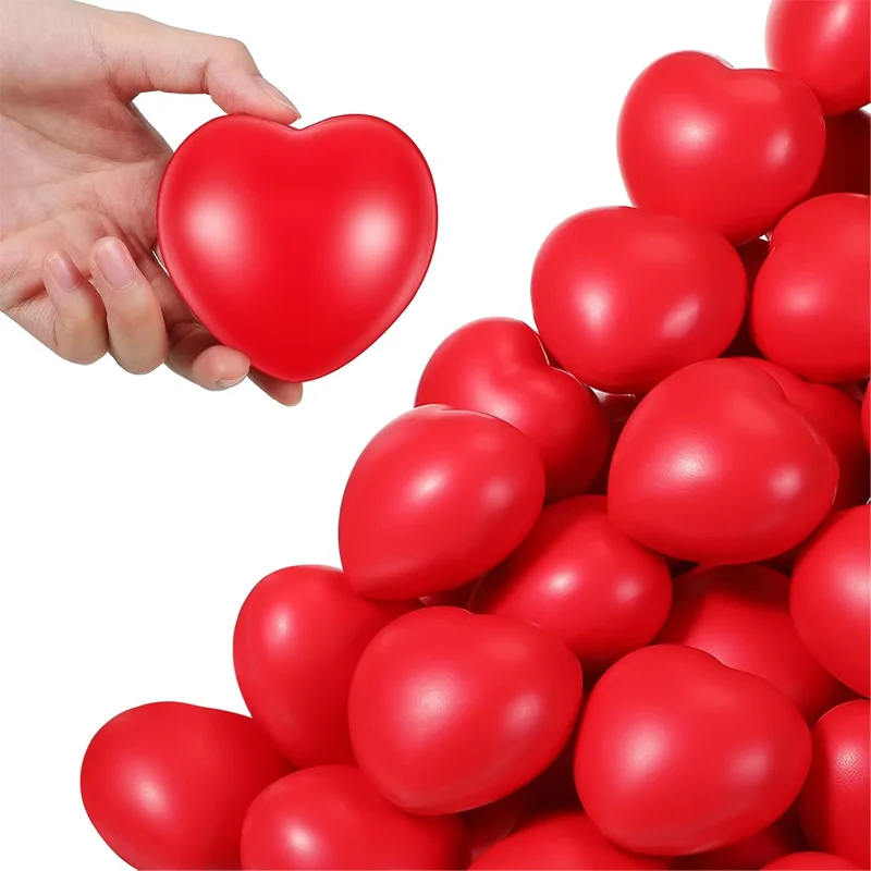 2Pcs Funny Soft Foam Anti Stress Ball Toys Squeeze Heart Shaped Ball Novelty Fun Gifts Vent Gag Toy Stress Pressure Relief Relax