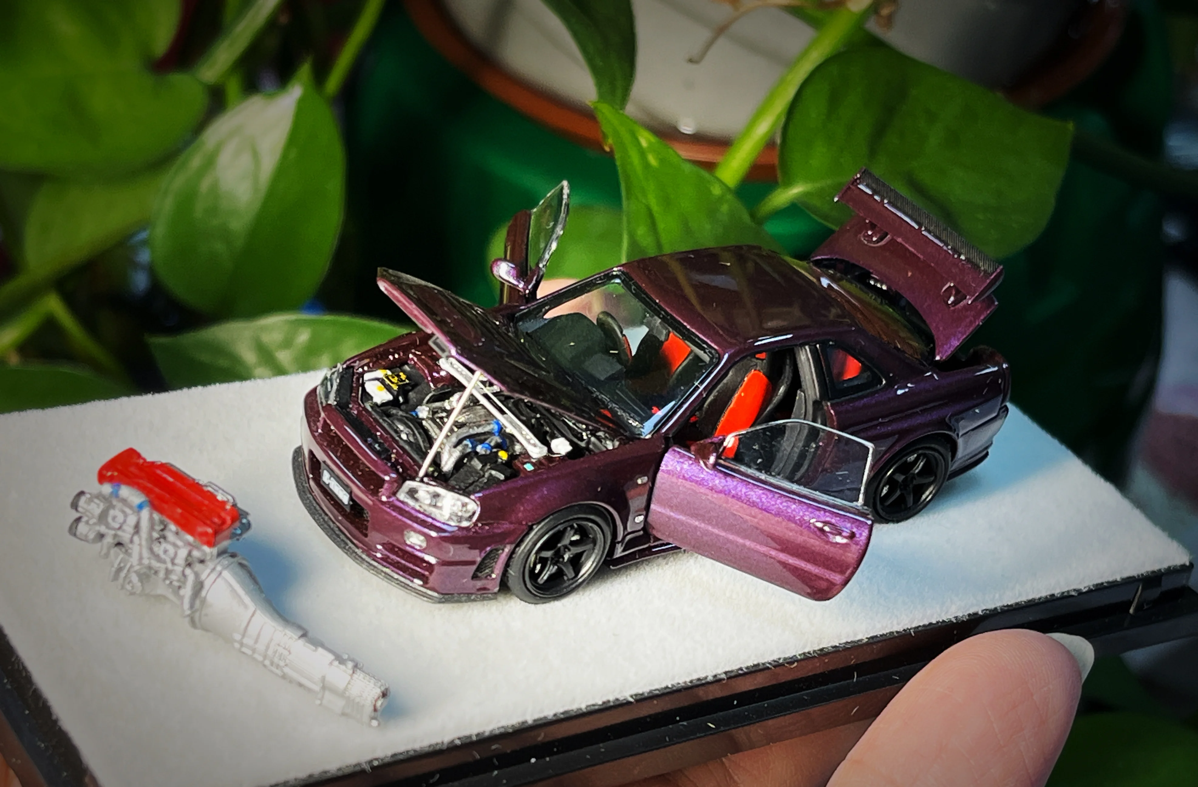 Newly Stocks PGM 1:64 R34 Z Tune Mid-Night Purple Diecast Fully Opened Scale Model Car In 2024