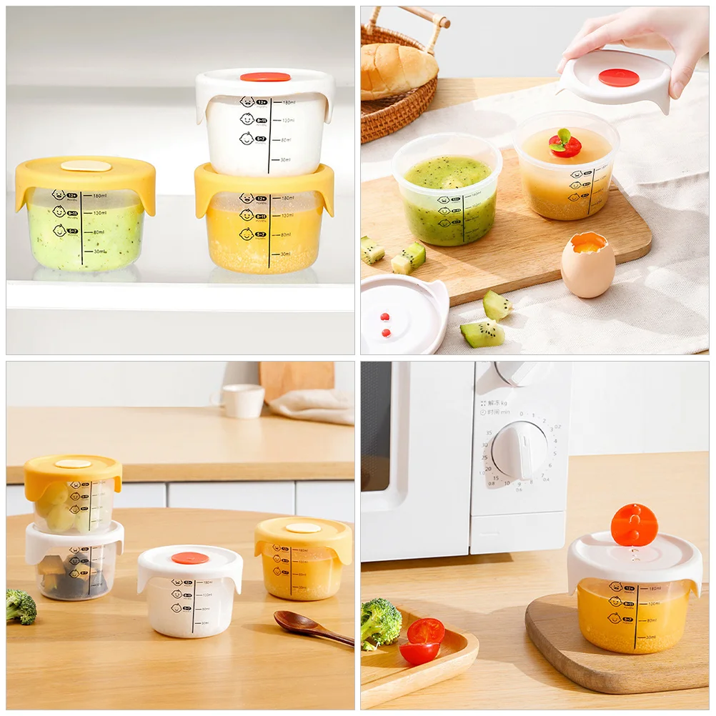 

2Pcs Baby Food Containers PP Silicone Complementary Food Box Microwave Safe Leak-Proof Storage Infant Snack Container