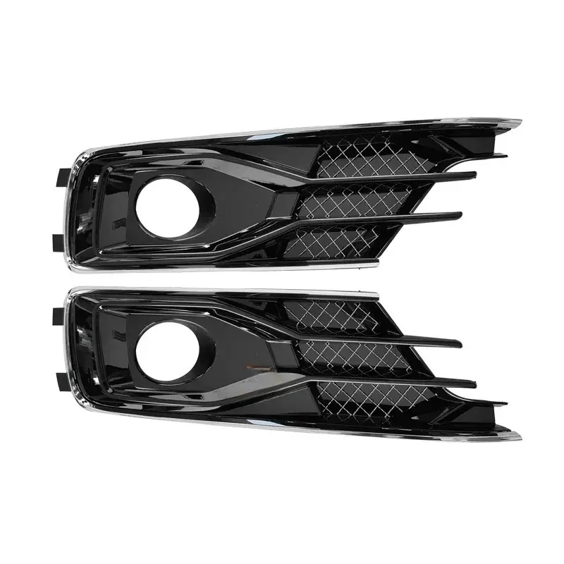 

For Audi A6 C7 2012 2013 2014 2015 Auto Front All Black Bumper Fog Light Grill Mesh Cover Racing Grille with ACC