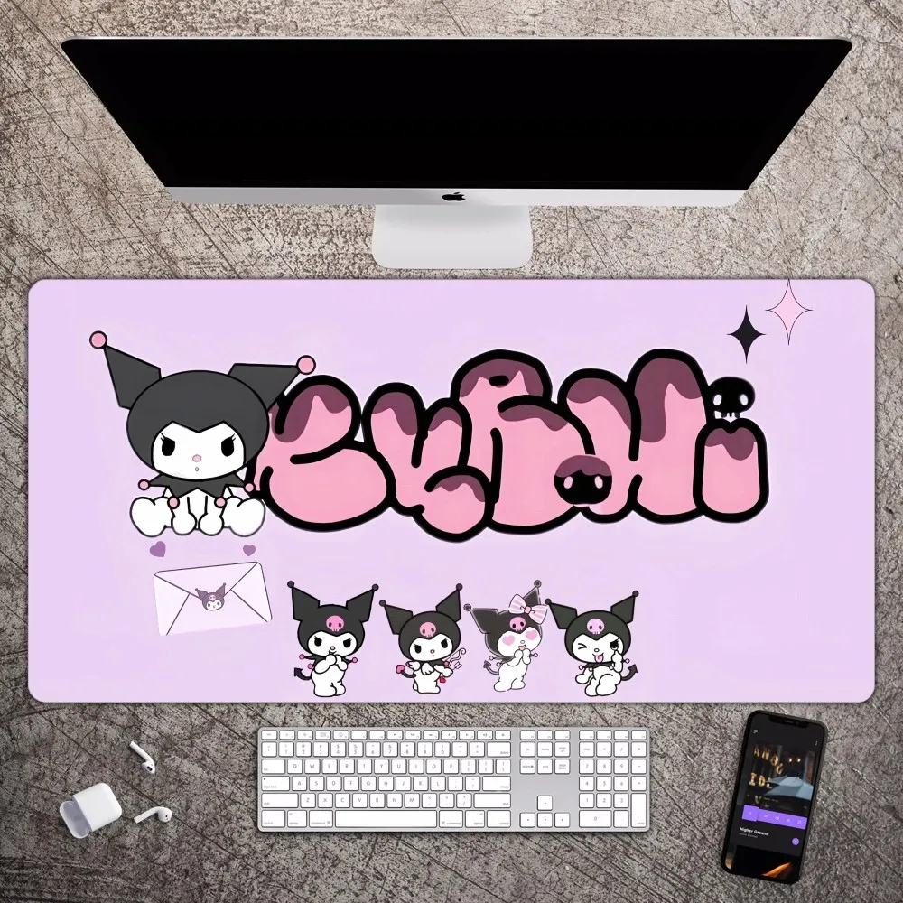 Imagem -06 - Kuromi Kawaii Mousepad Grande Mouse Pad para Computador Gamer pc Teclado