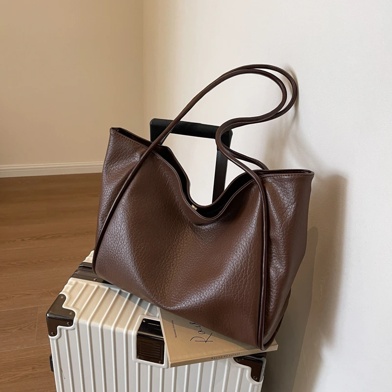 Weiche Leder frauen Tasche Hohe Kapazität Schulter Frauen Tasche Einfache Einfarbig Handtasche Geldbörse Weibliche Top-Griff Tasche Büro handtasche – Detail 10