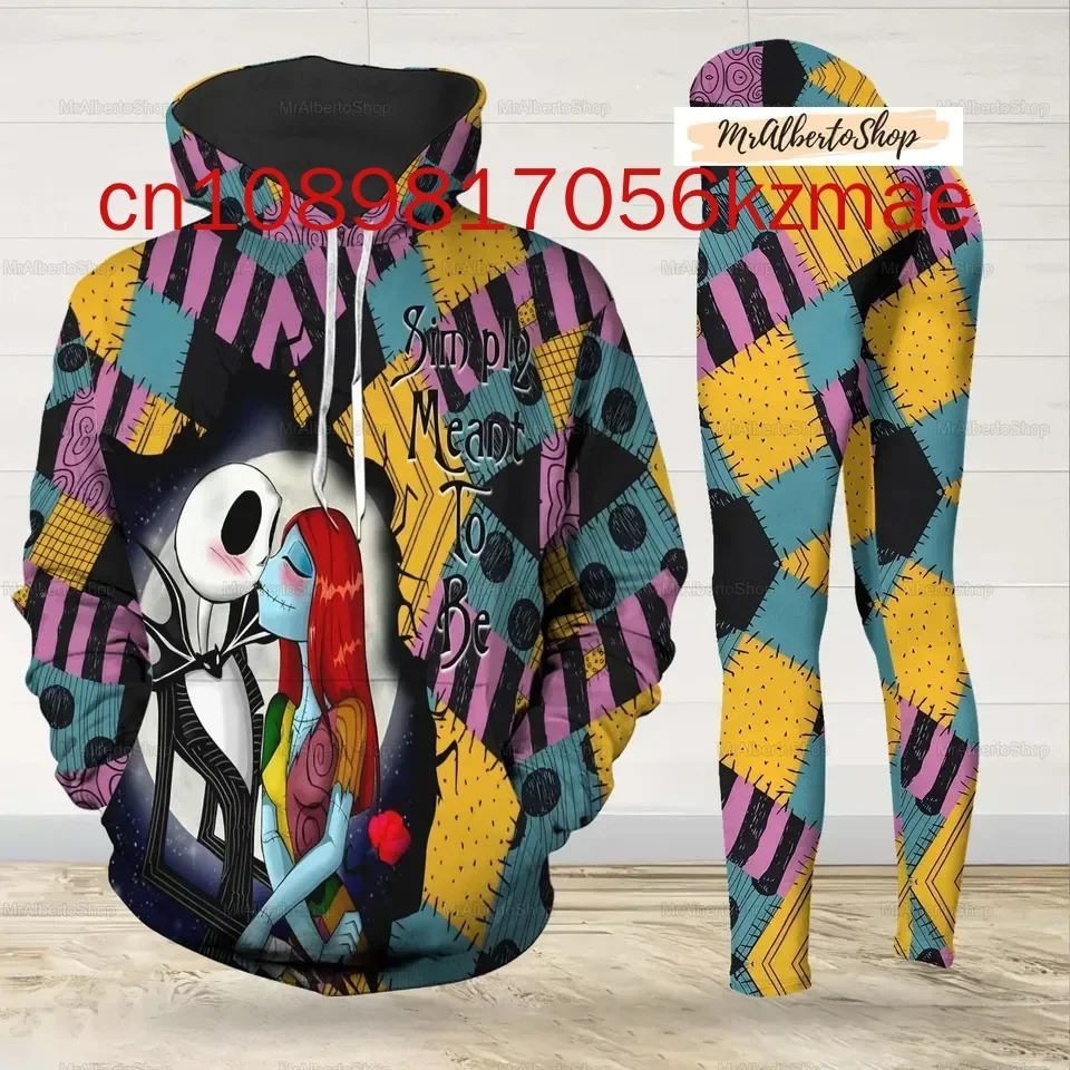 Disney Sally Hoodie und Leggings Damen Sportset Custom Nightmare Before Christmas Hoodie Yoga Hose Jogginghose Modesets
