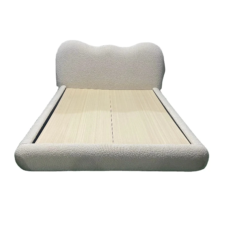 

Modern wood queen bed frame, tufted