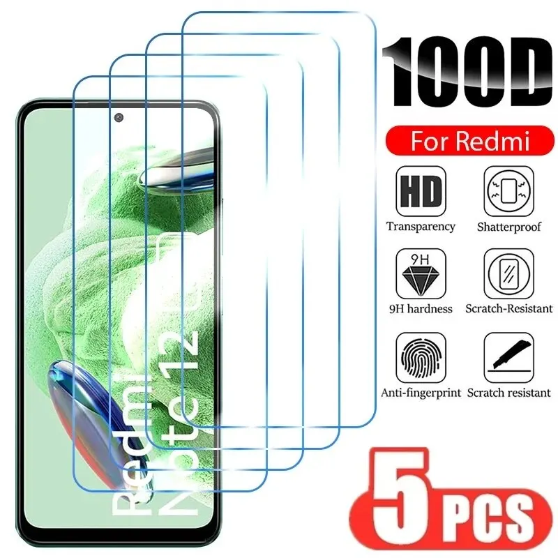 5Pcs HD Screen Protector For Xiaomi Redmi Note 9 10 11 12 13 Pro 10S 11S Tempered Glass For POCO X3 Pro X4 X5 X6 F3 F4 F5 Glass