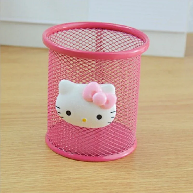 Hello Kitty Pen Holder Metal Hollow Students School Supplies Desktop Storage Stationery Multifunctional Wire Cute Mesh Portable