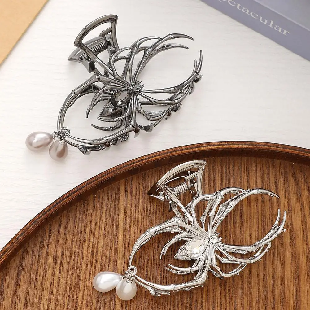 Big Sliver Spider Hair Claw Clips For Women,Strong Hold Hair Jaw Clips For Thick Thin Hair,Halloween Spider Hair Accessories