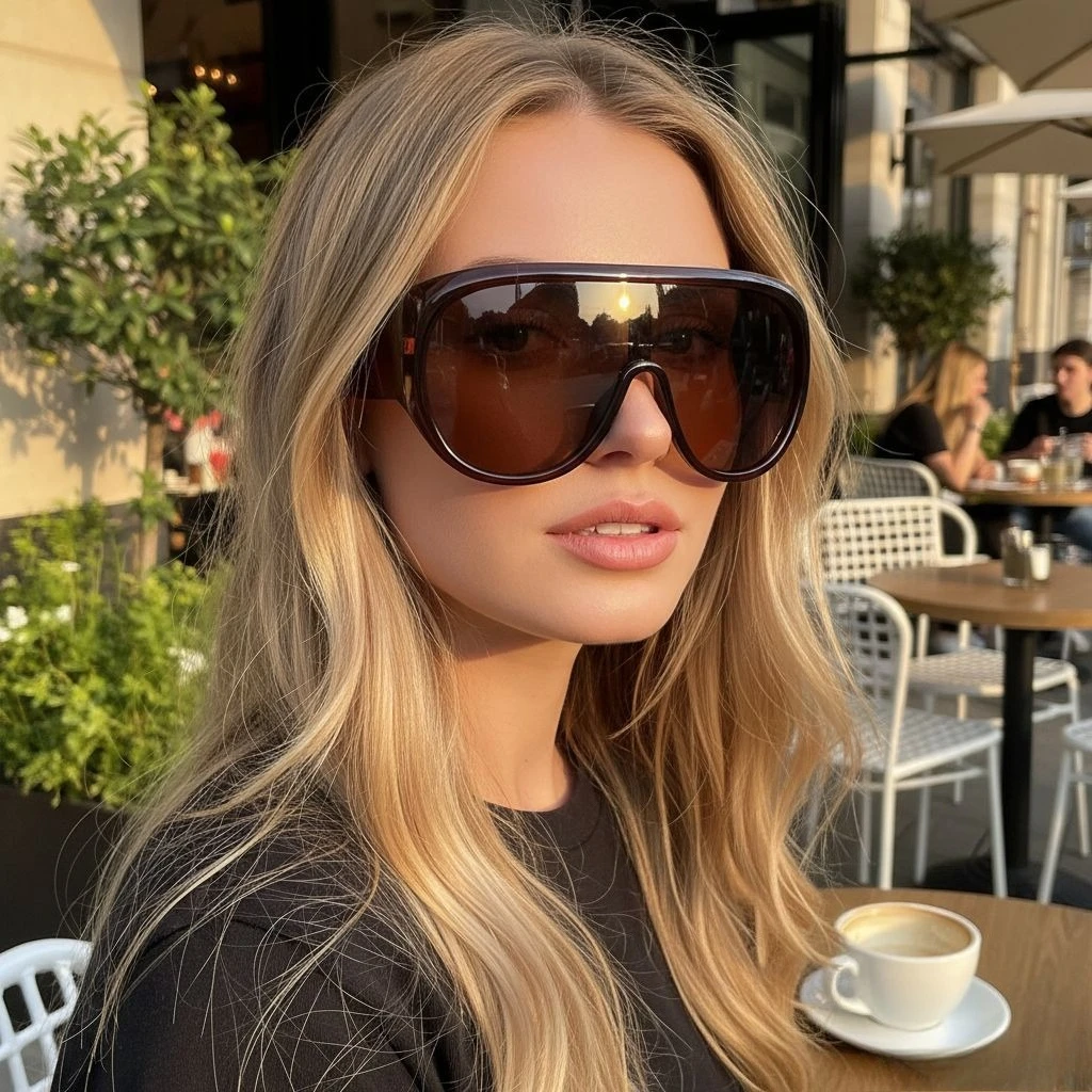 For Oversized Frame UV Protection Sunglasses Fashion Street Shooting Eyewear Unisex Trendy Shades for Show Daily Match