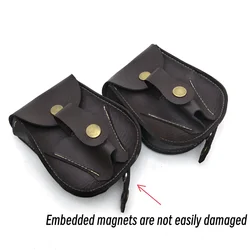 Slingshot Steel Ball Carrying Storage Bag brown Handmade Leather Multifunctional Magnetic Suction Integrated Waist Bag