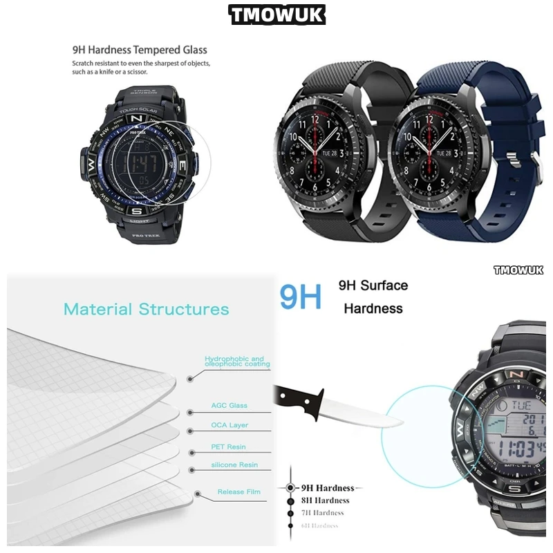 

For Casio GA100 6100 TR770 Pro-Trek EFR 303 GA-2200 GA-2100 GST-W300 HD Clear 9H Tempered Glass Anti-Fingerprint Screen Protecto