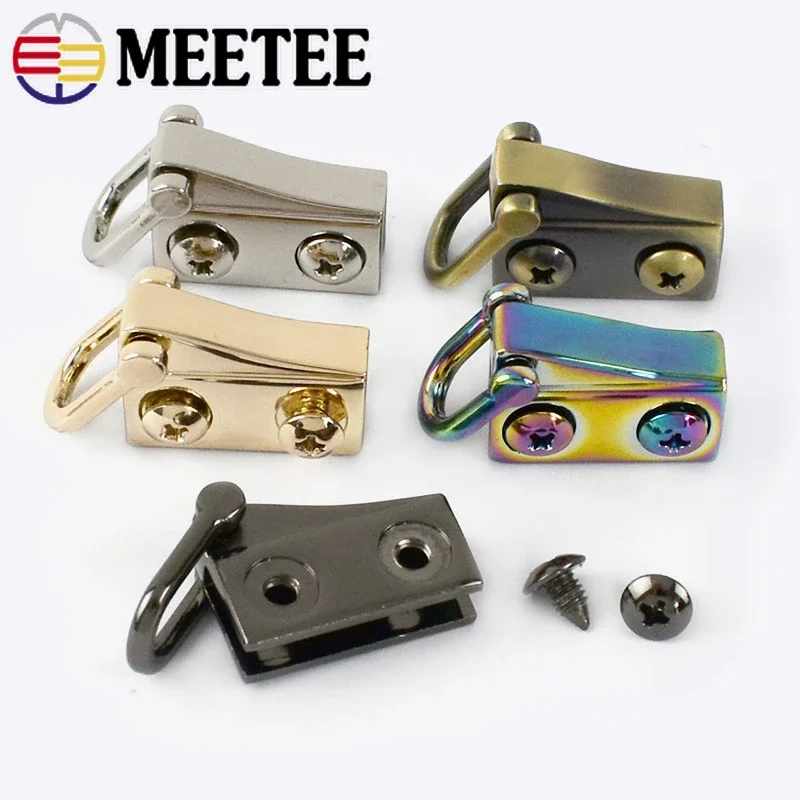 Meetee 2/6/10pairs 20X10mm Bag Metal Ear Shoulder Strap Hang Buckle Side Clasp Hook DIY D Ring Hooks Luggage Accessory F1-25