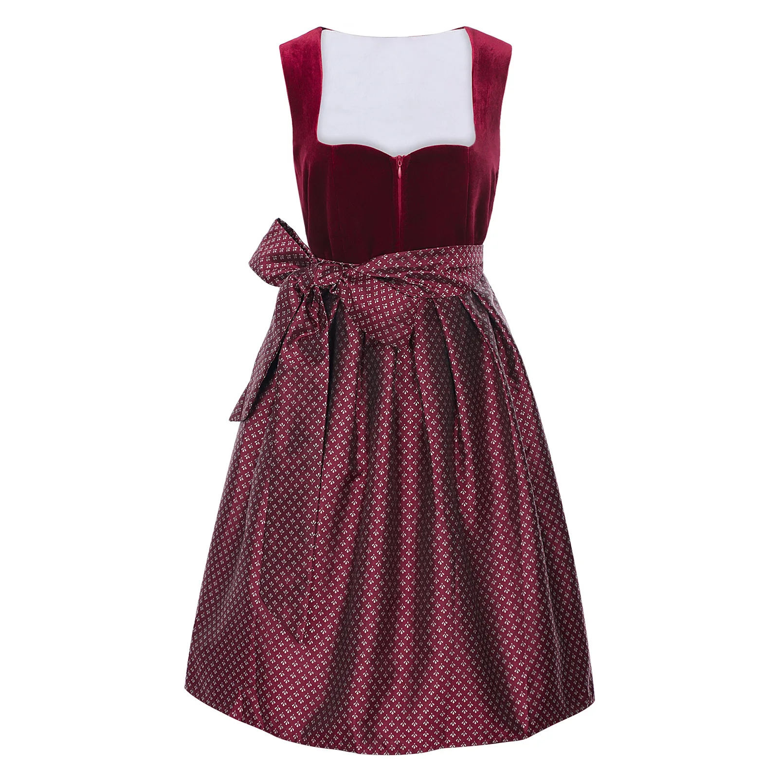 

Halloween Party Costume German Beer Festival Division Red Color Plaid Apron Dress Suit for Bavarian Women's Clothing