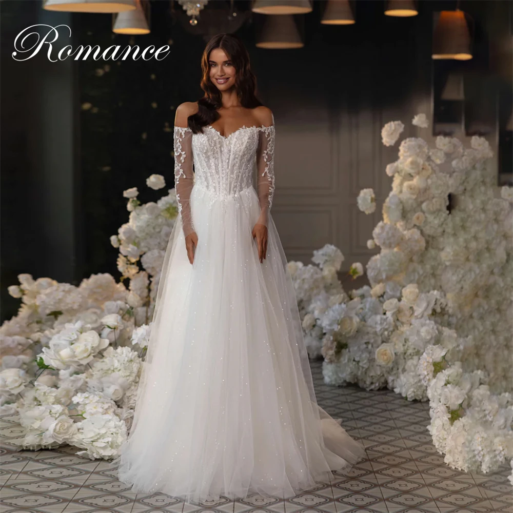 

Elegant Lace Pleat A-Line Wedding Dresses Women Sweetheart Off The Shoulder Open Back Bridal Gown Vestidos De Novia Customized