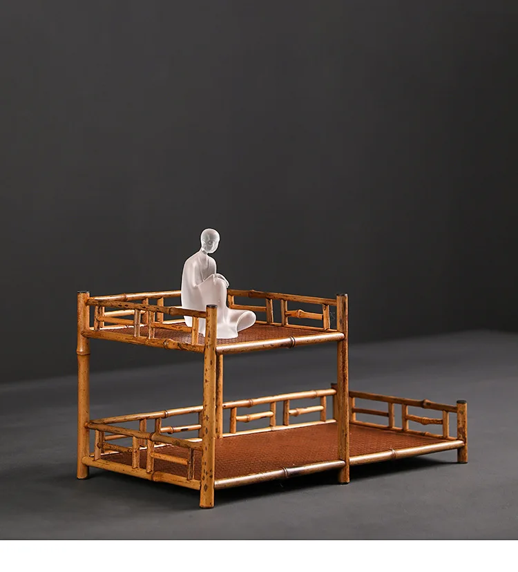 Spring Merlot Bamboo Tea Shed Bamboo Bogu Rack  Set Wenplay Shelf  Room Storage Ceremony Accessories Zen