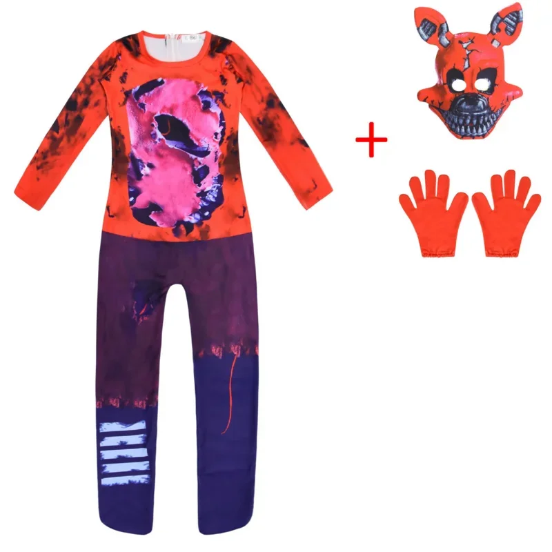 Horrible Halloween Costume Kids Fnaf Scp Jumpsuit Cosplay Bonnie Nightmare Bear Anime Christmas Gift For Kid MN3
