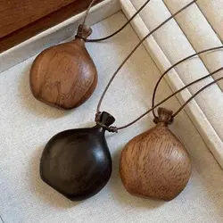 Adjustable Rope Chain Flagon Necklace Vintage Wood Sweater Chain Necklace Lucky Gift Jewelry Accessories Long Pendant Necklace