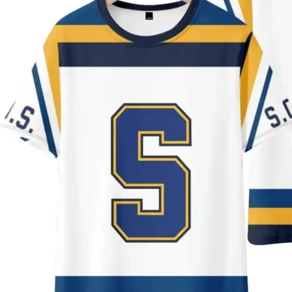 SZA Men's Football Sports Street Loose Comfortable Short Sleeve Hip Hop Style Fitness Oversized Splicing Round Neck Tops image 3