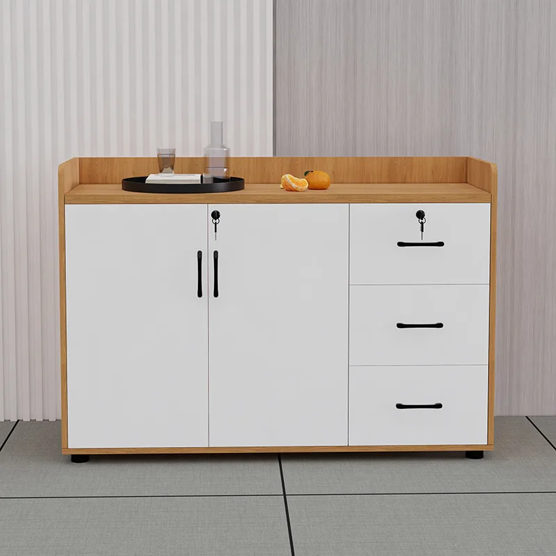 Tea cabinet, office floor-to-ceiling filing cabinet, wooden side cabinet, locker with lock, printer, solid wood storage