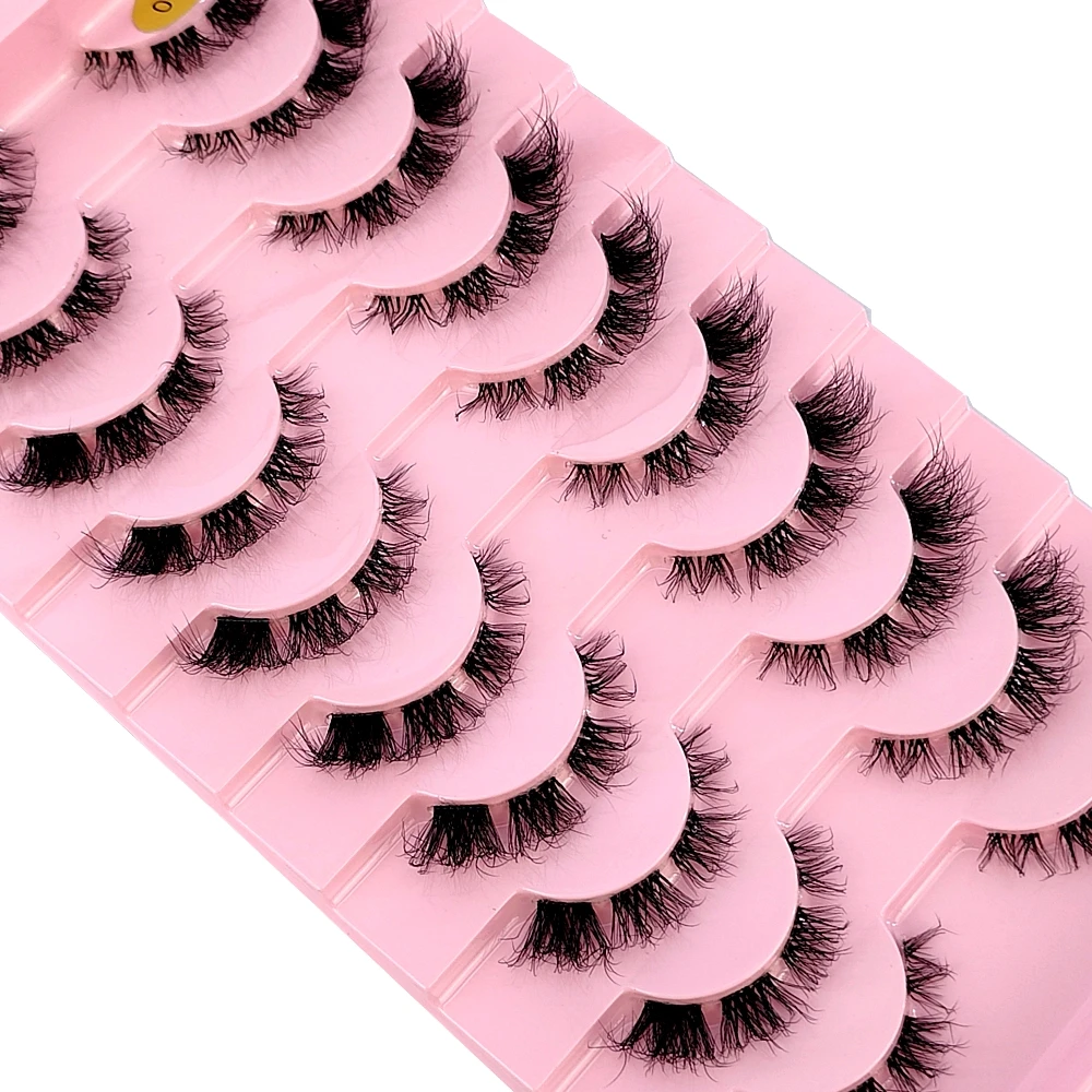 New 10pairs 3D Mink Eyelashes Invisible Band Lash Extension Natural False Eyelashes Cross Cluster Fairy Big Eye Long Fake Lashes