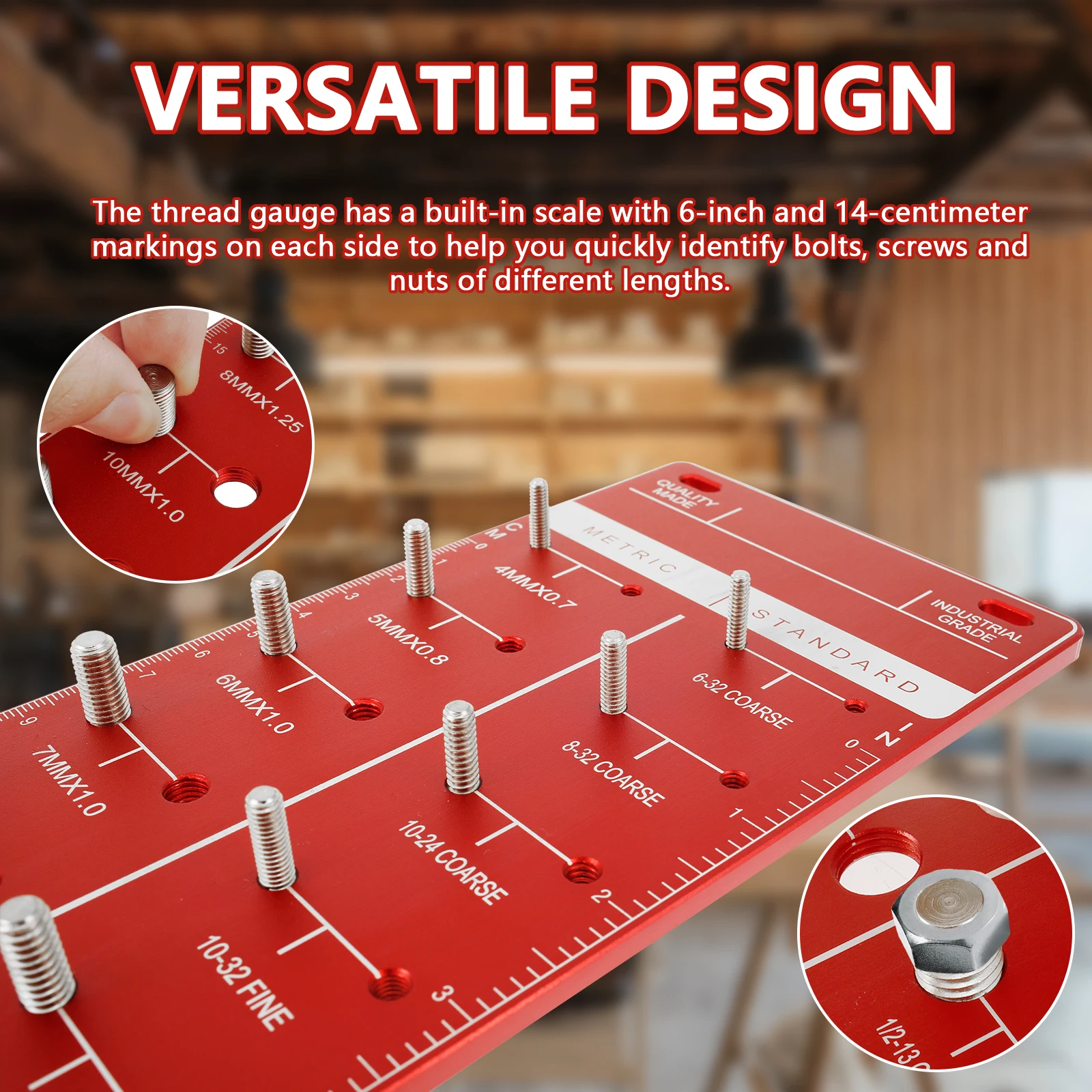 Imagem -02 - Porca e Parafuso Thread Checker Tamanho do Parafuso e Thread Gauge 14 Metric 14 Tamanhos Padrão Identifier Gauge Wall Mountable