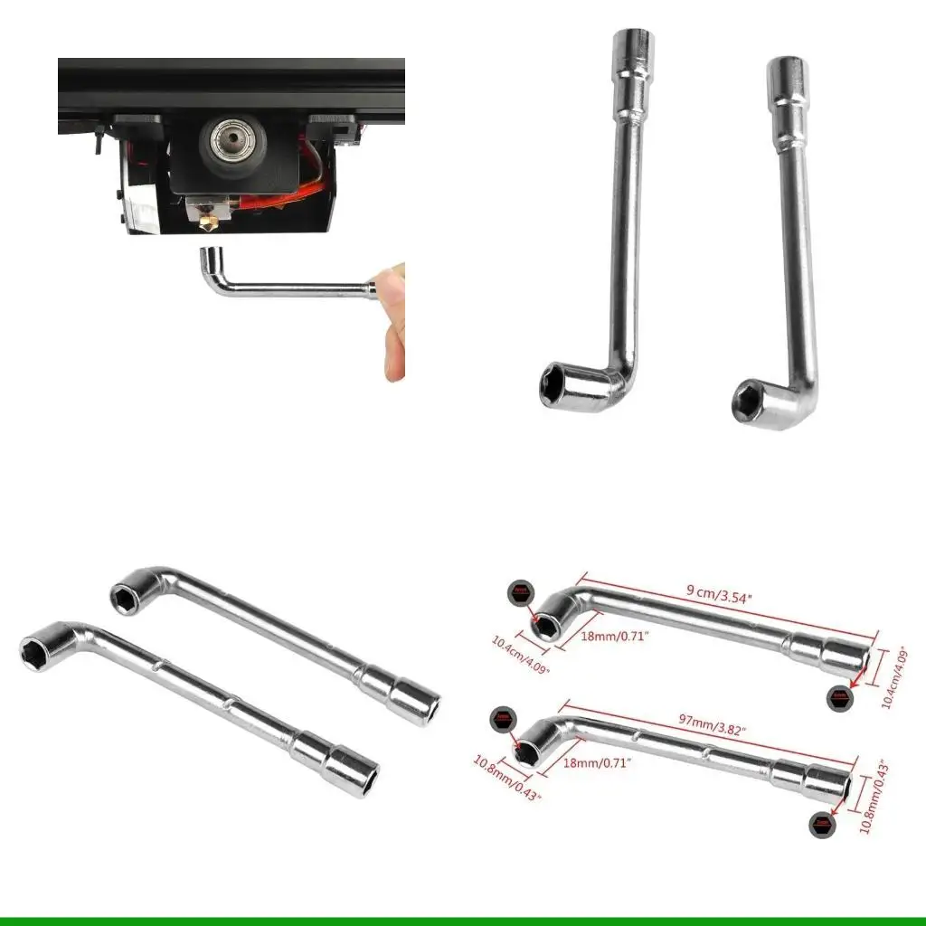 

U55C 6mm 7mm L-shaped Spanners Hexagonal Wrench Sleeve Wrench Double-Head Spanner for Ender 3 MK8 Nozzles