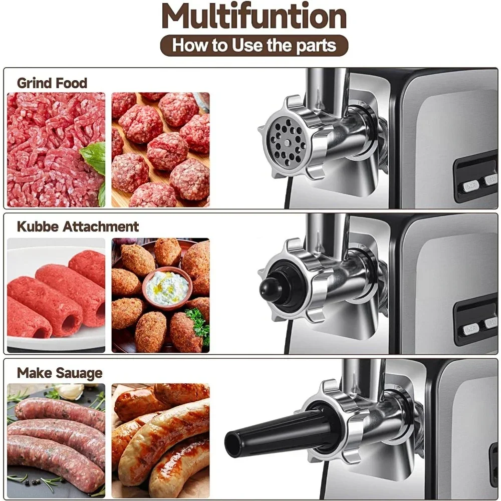 Electric Meat Mincer with Stainless Steel Blades & 3 Grinding Plates,Sausage